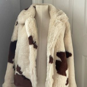 Cow print fur coat - Size small - perfect condition - never worn